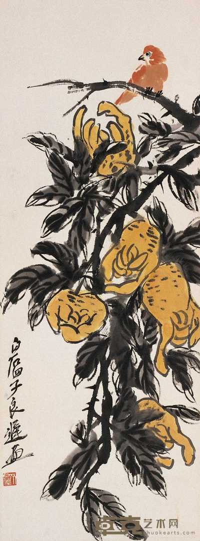 齐良迟 佛手 立轴 94.5×35cm